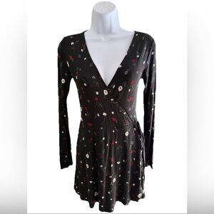 Floral Black Wrap Dress Garage